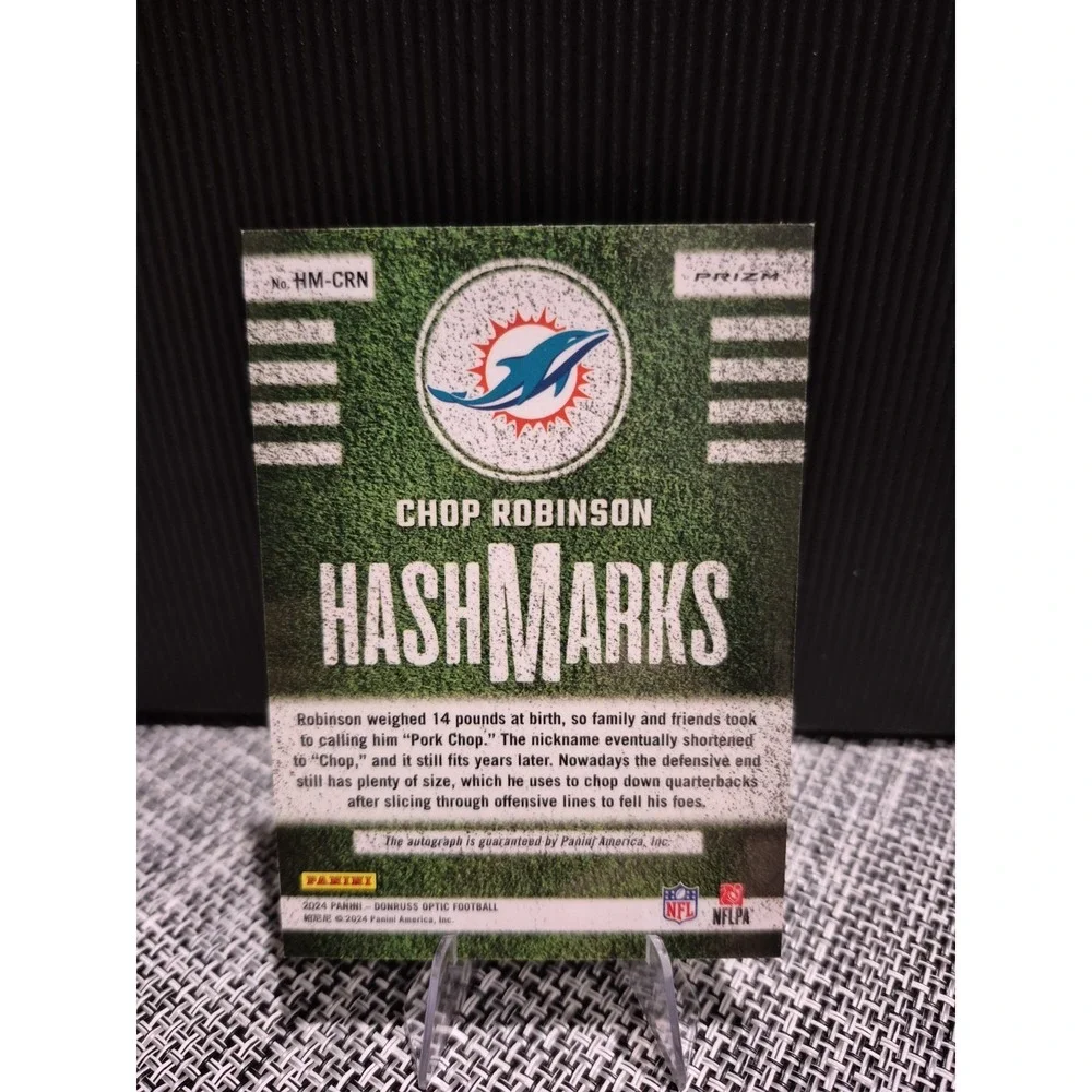 2024 Panini Donruss Optic Chop Robinson #HM-CRN HashMarks (AU)(RC) Dolphins